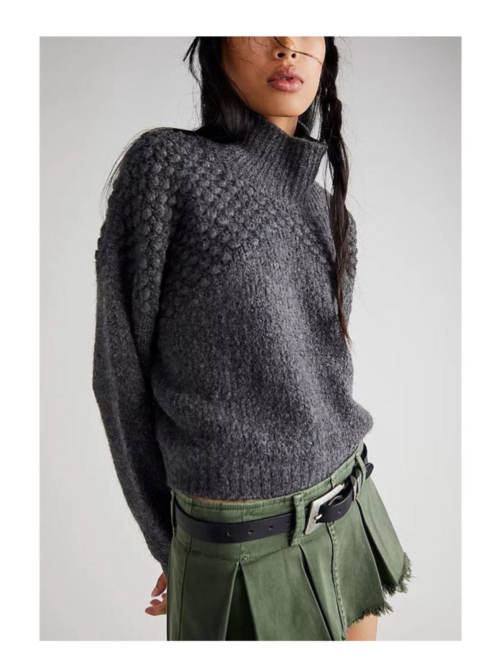 NWT Free People Bradley Pullover Charcoal Heather Medium